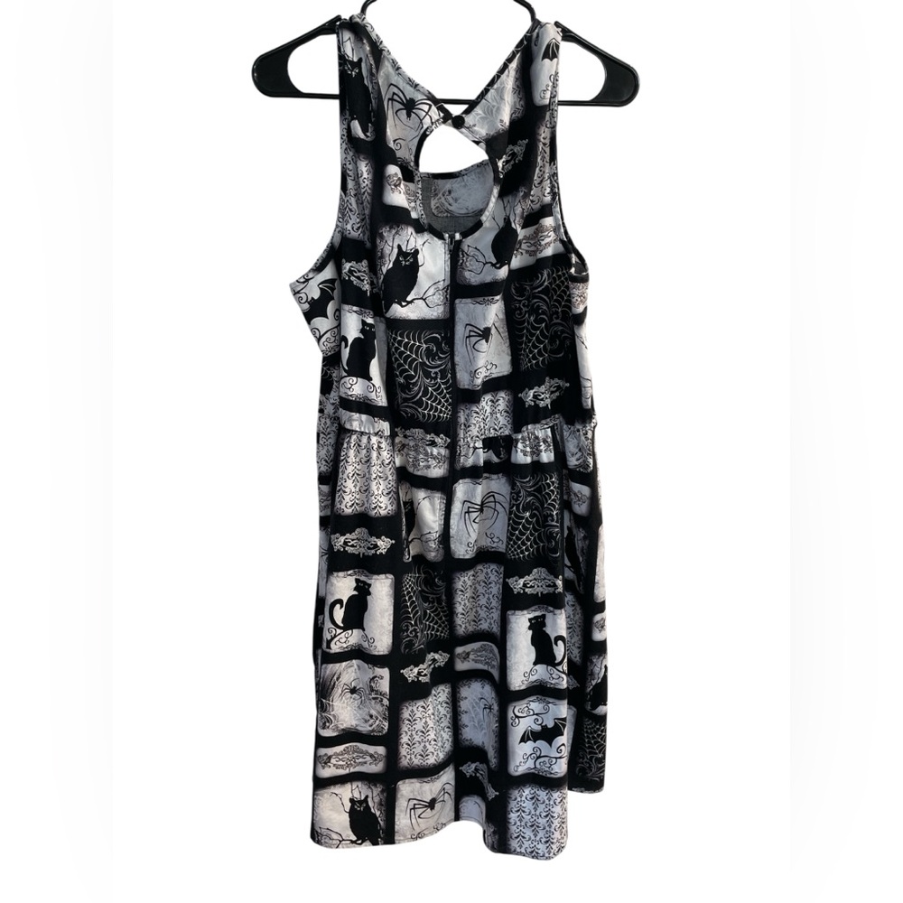 Folter Y2K Goth Cat Print Dress | Alt Girl • Witchy Core • Plus Size 3X - Picture 3 of 6